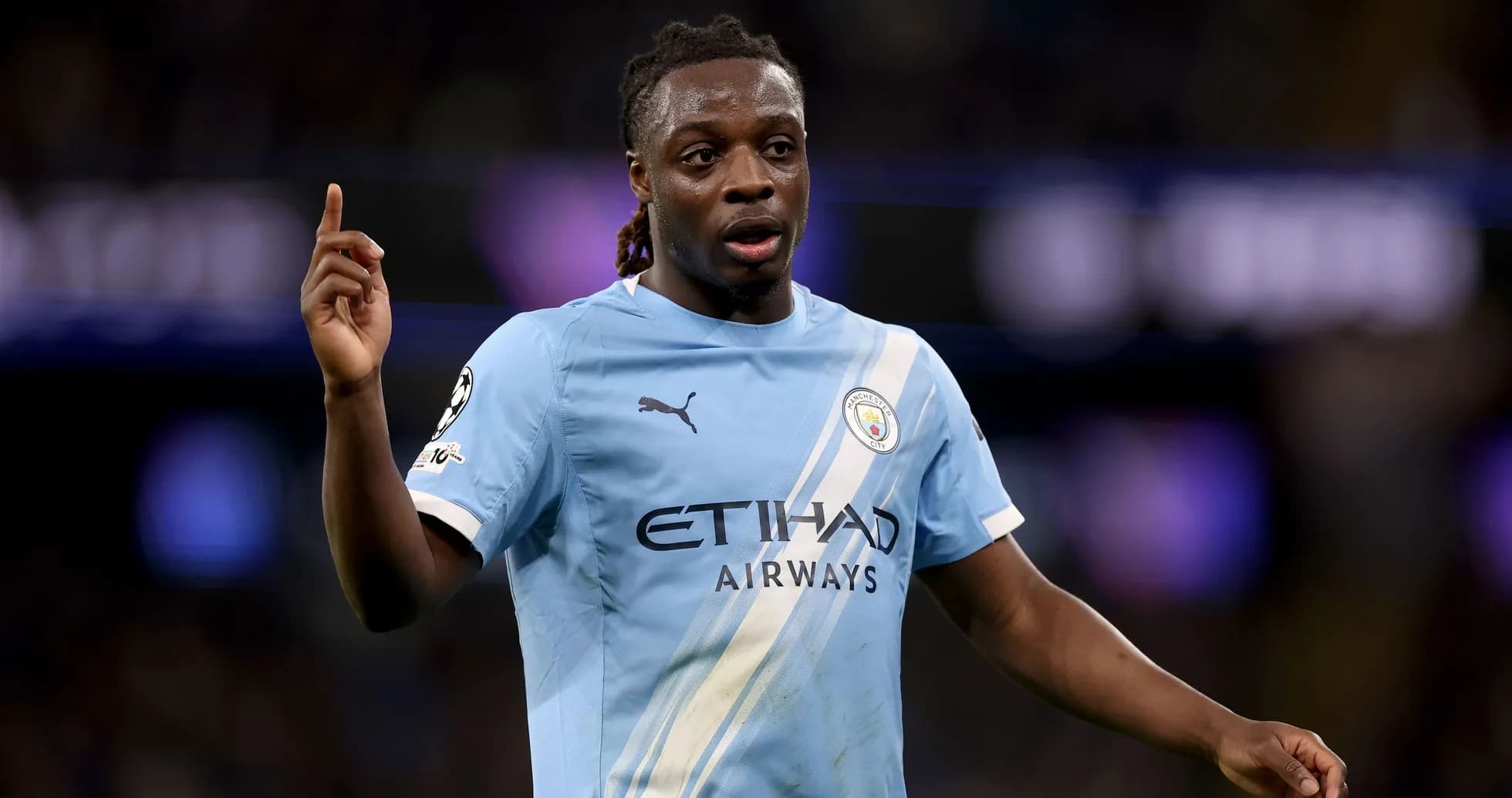 Player gesturing during Manchester City match Player gesturing during Manchester City match