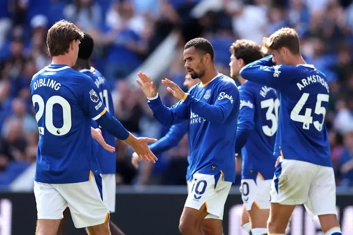 Everton players celebrating during a match Everton players celebrating during a match