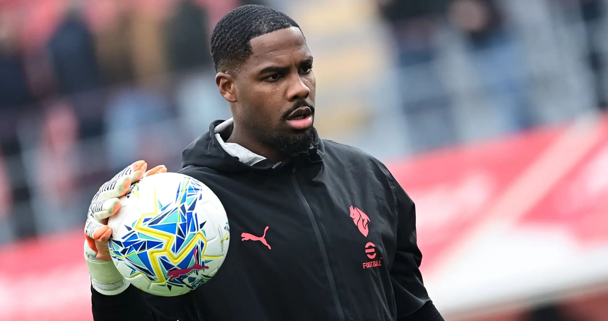 Goalkeeper holding ball before the match Goalkeeper holding ball before the match