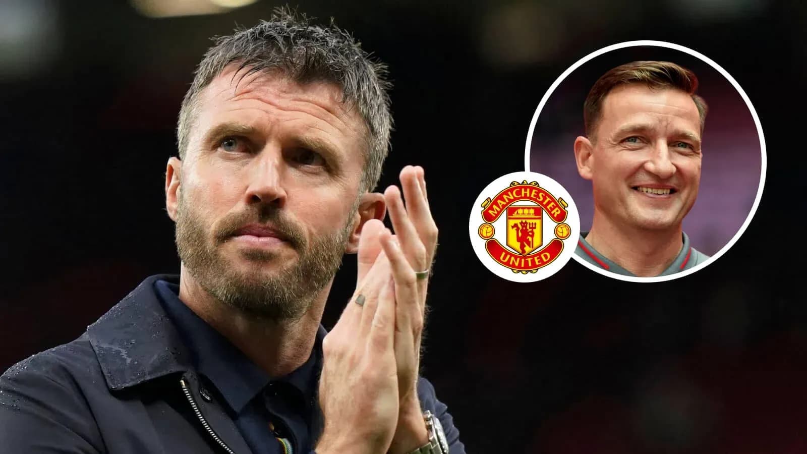 Michael Carrick applauding with Manchester United logo Michael Carrick applauding with Manchester United logo