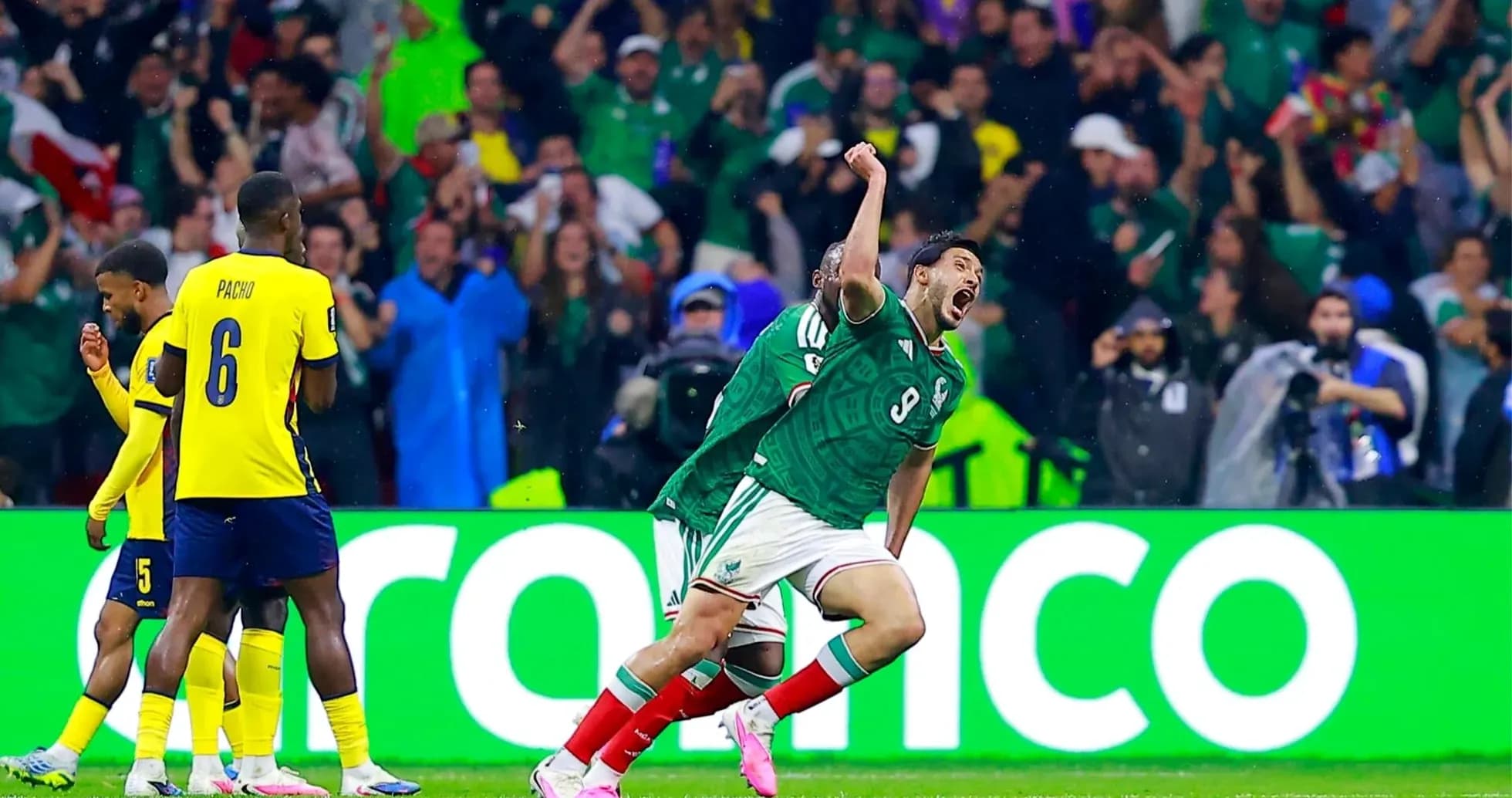 Mexican player celebrating goal against Ecuador Mexican player celebrating goal against Ecuador