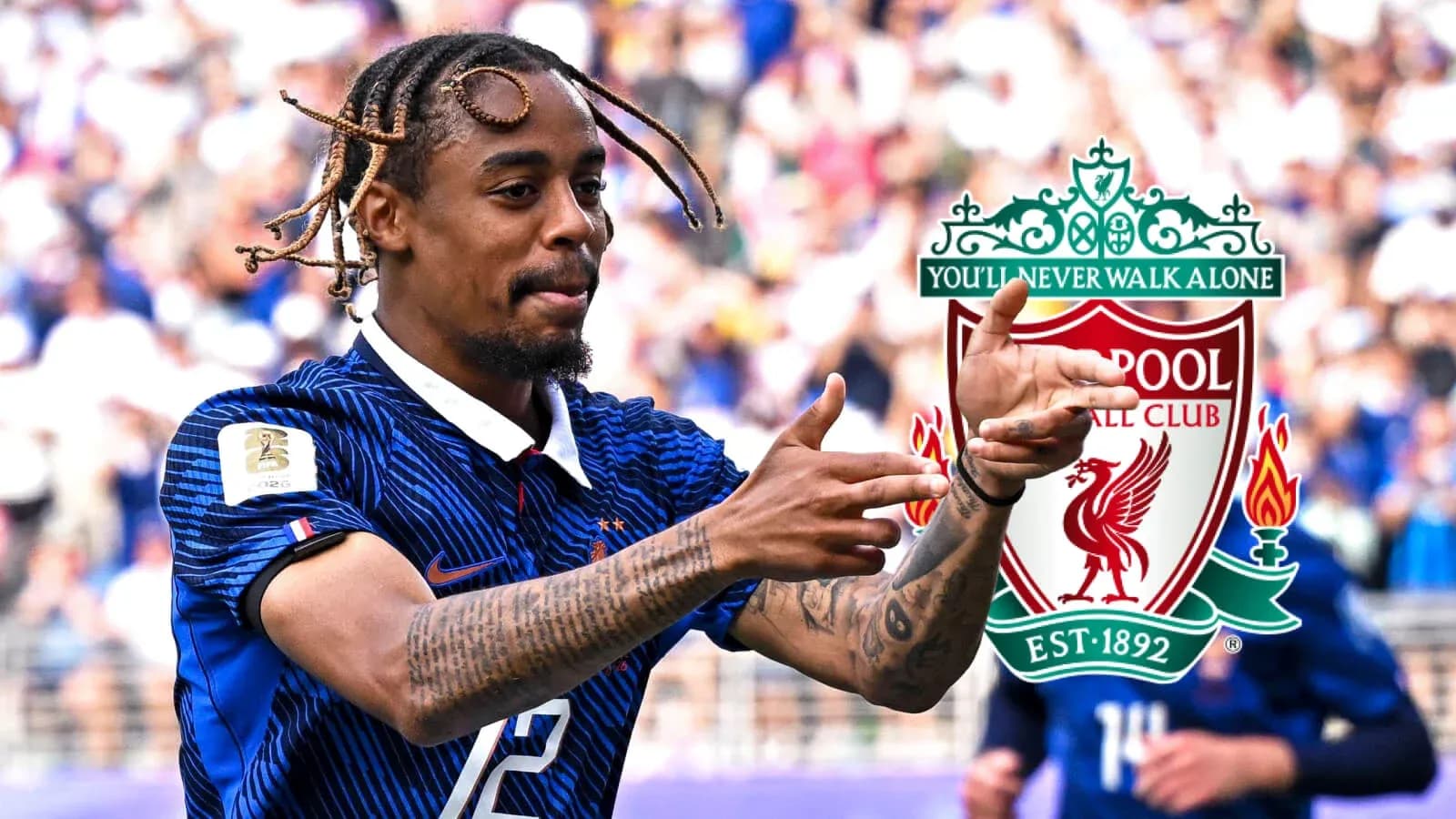 Player celebrating with fans during match Player celebrating with fans during match