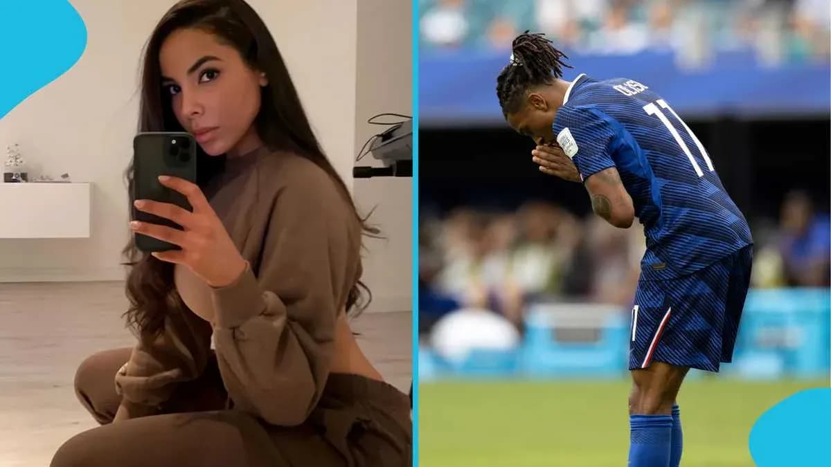 Person taking a selfie; player kneeling on field Person taking a selfie; player kneeling on field