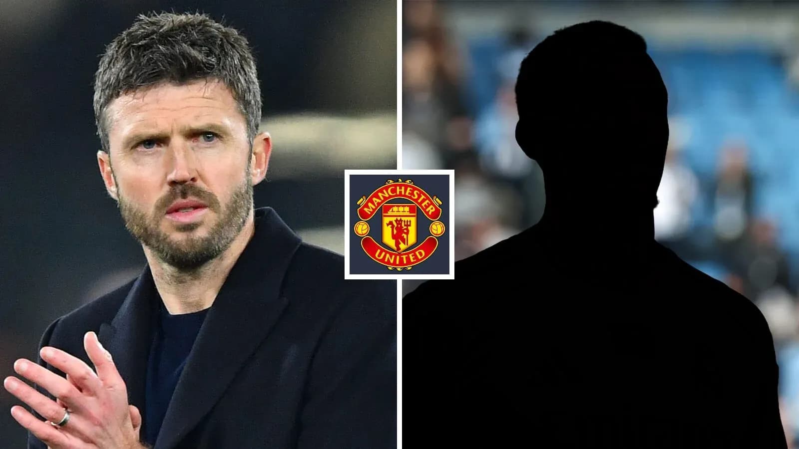 Michael Carrick and a player silhouette with Manchester United logo Michael Carrick and a player silhouette with Manchester United logo