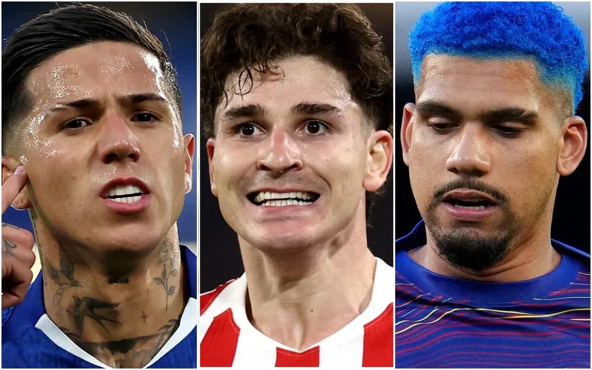Three football players with various hairstyles and expressions Three football players with various hairstyles and expressions