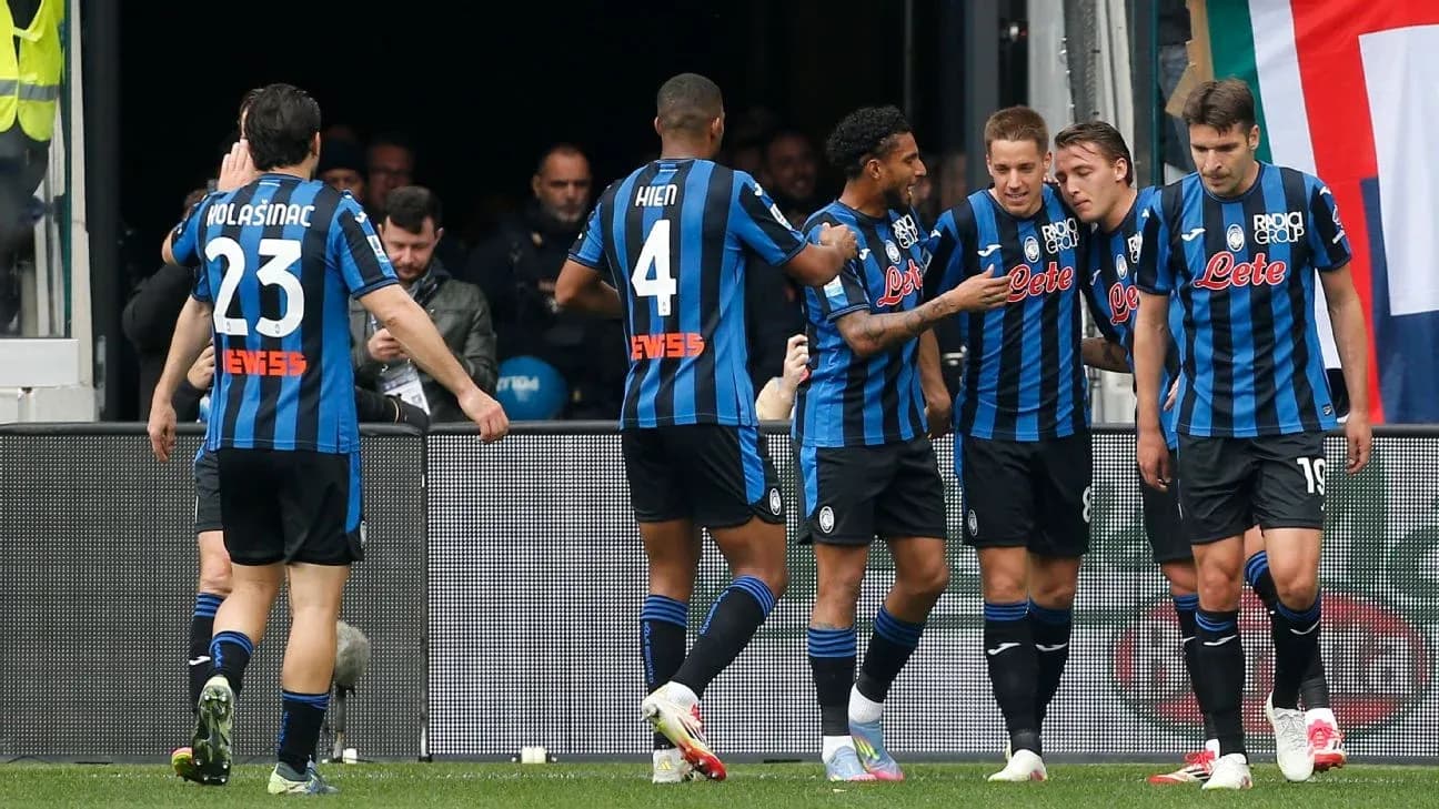 Atalanta players celebrating a goal Atalanta players celebrating a goal
