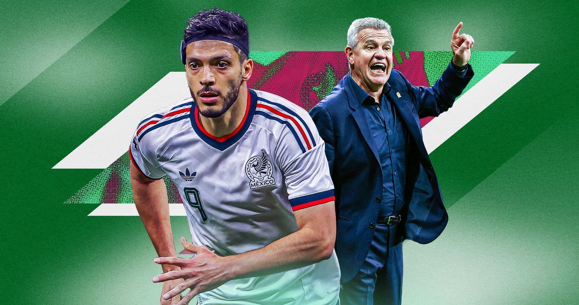 Raul Jimenez in Mexico kit with coach giving instructions Raul Jimenez in Mexico kit with coach giving instructions