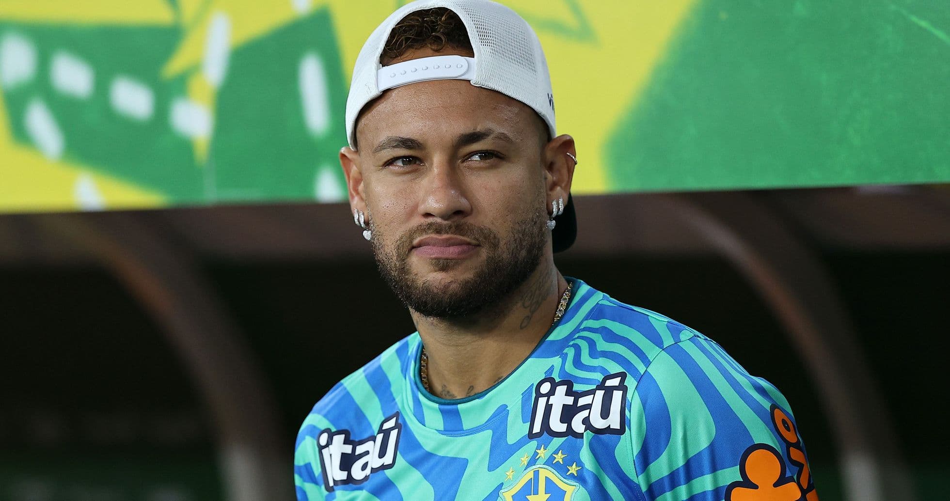 Player wearing Brazil jersey during press event Player wearing Brazil jersey during press event