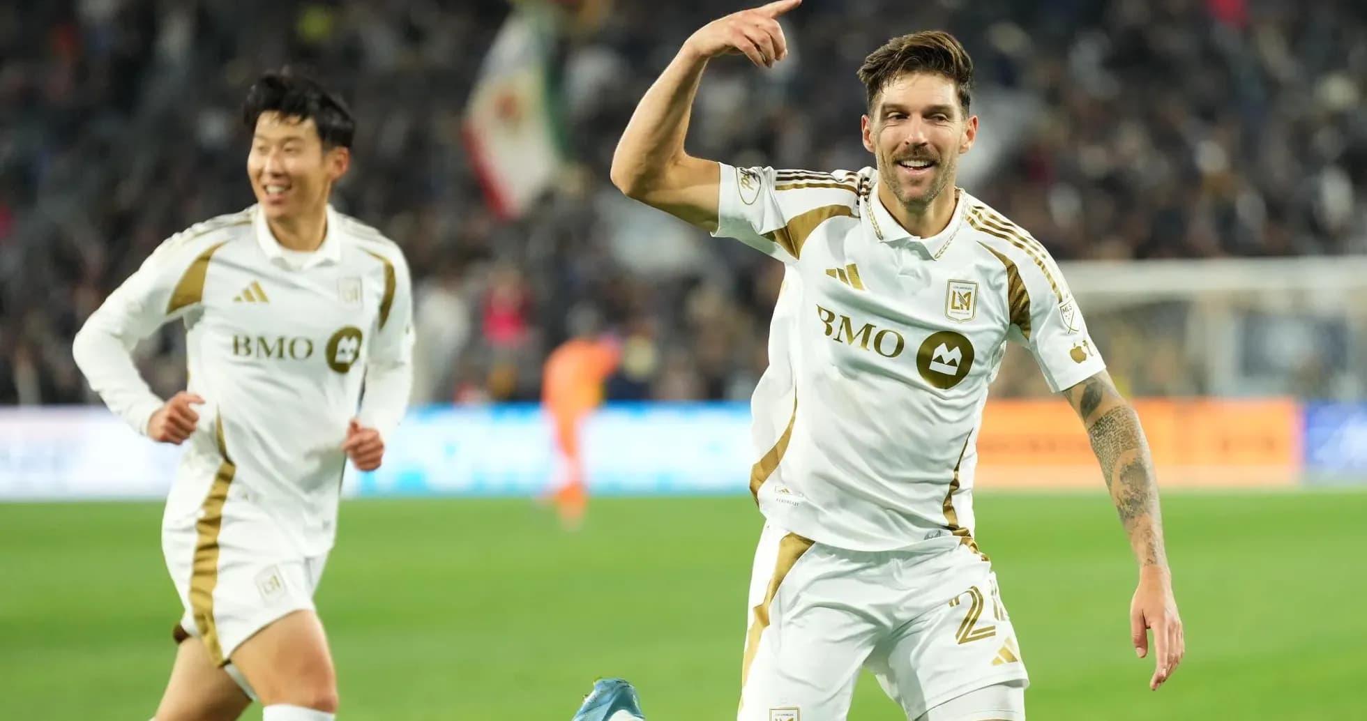 Los Angeles FC players celebrating a goal Los Angeles FC players celebrating a goal