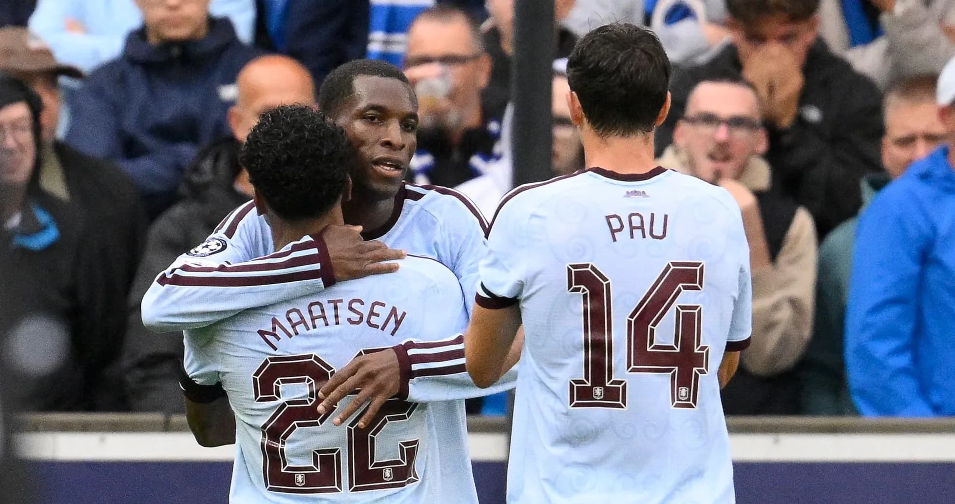 Players celebrating after scoring a goal together Players celebrating after scoring a goal together