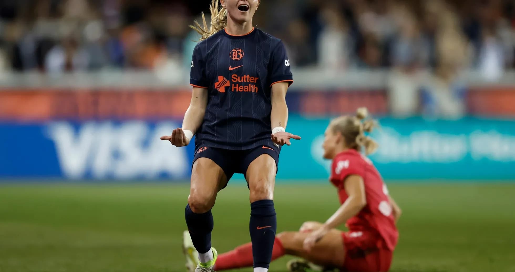Player celebrating during Bay FC vs Kansas City match Player celebrating during Bay FC vs Kansas City match