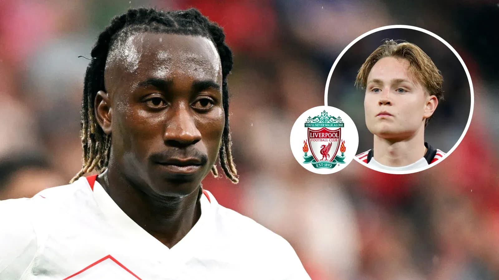 Player in white jersey during match with Liverpool logo Player in white jersey during match with Liverpool logo