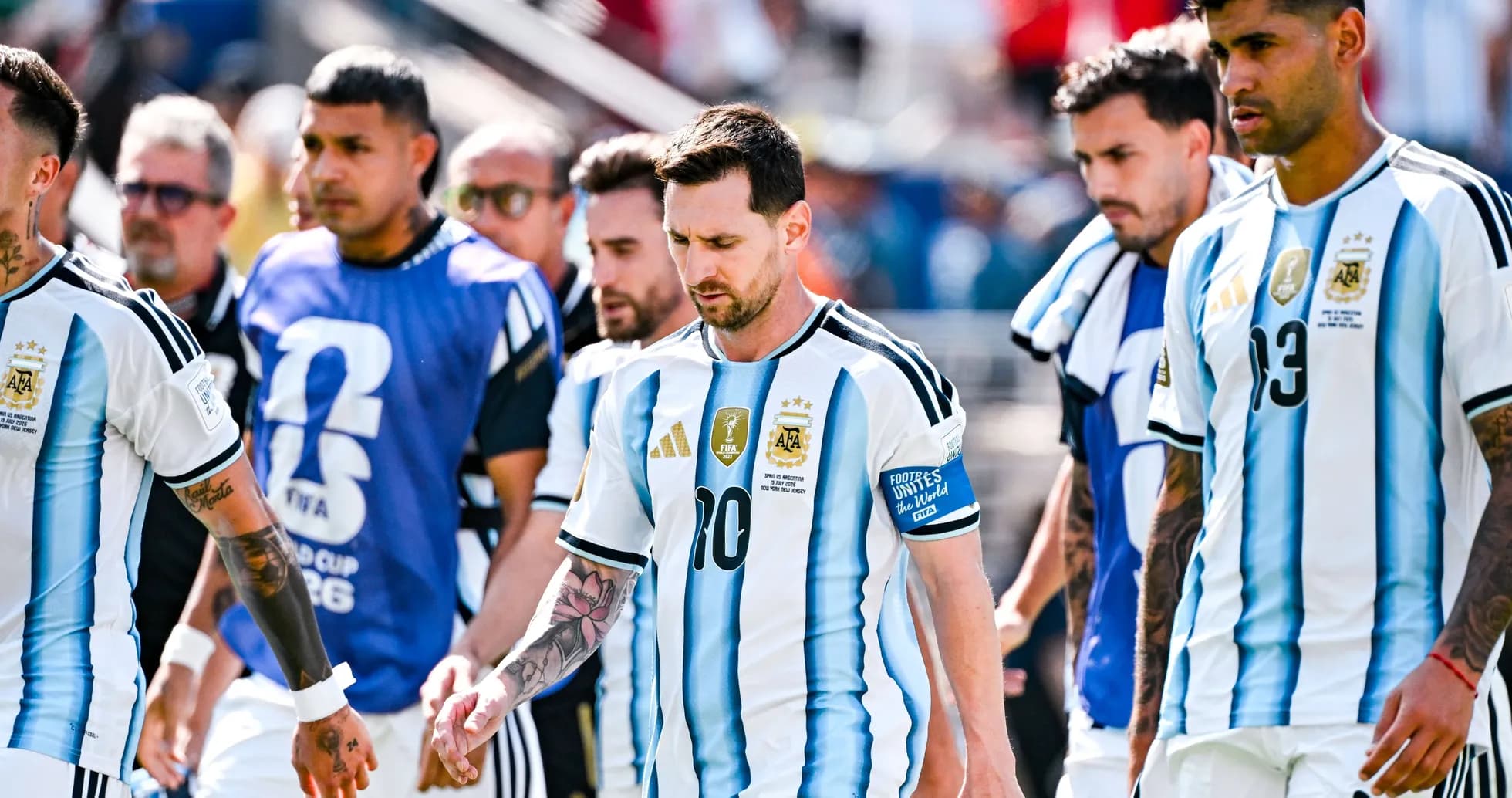 Argentina players walking onto the pitch before match Argentina players walking onto the pitch before match