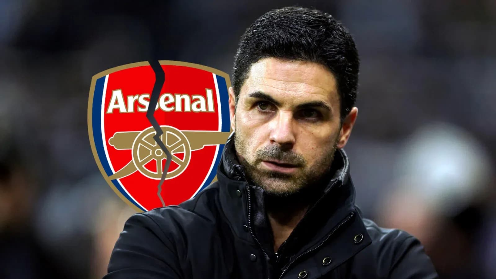 Arsenal manager with club logo in background Arsenal manager with club logo in background