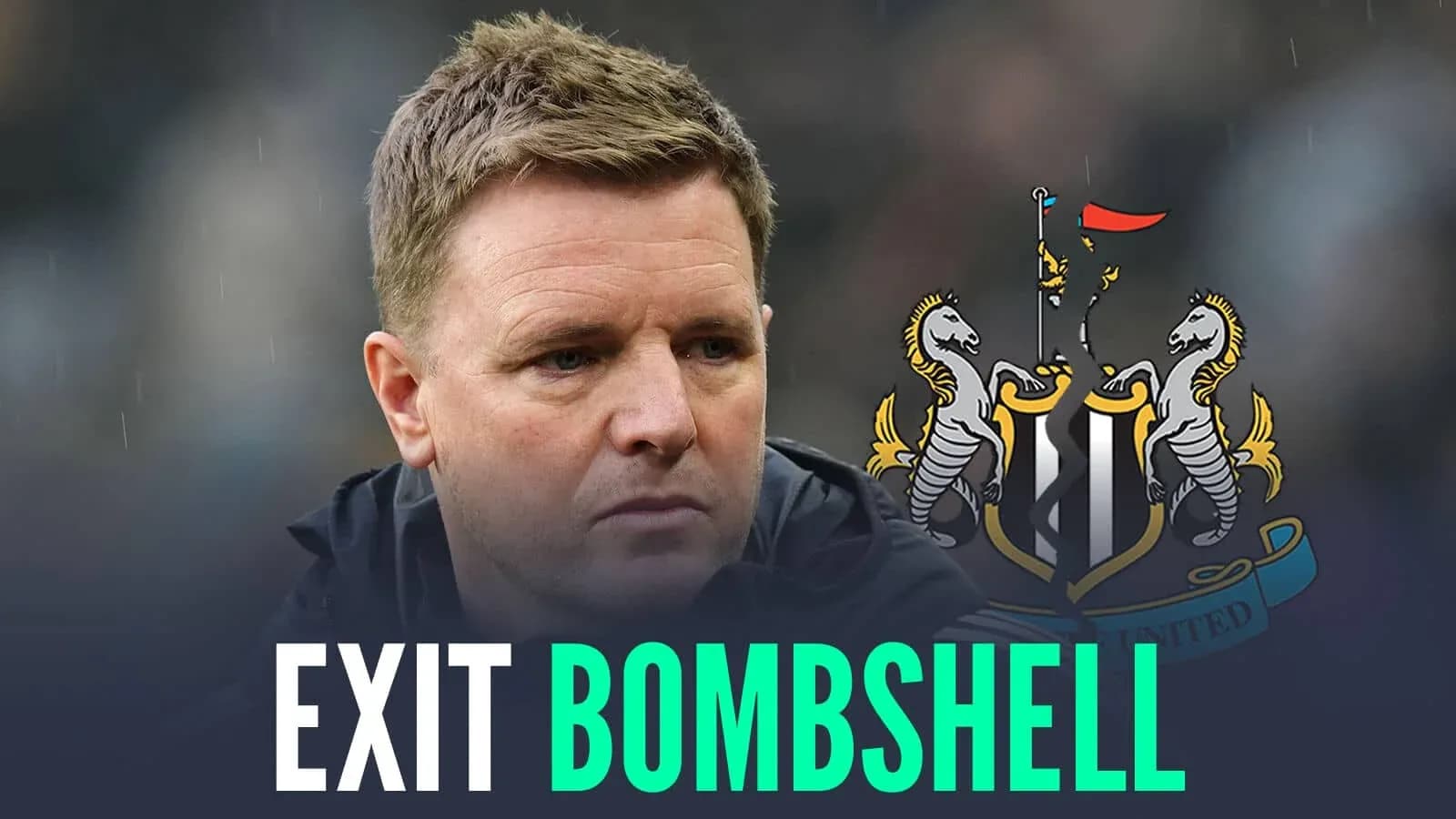 Manager with Newcastle United logo in background Manager with Newcastle United logo in background
