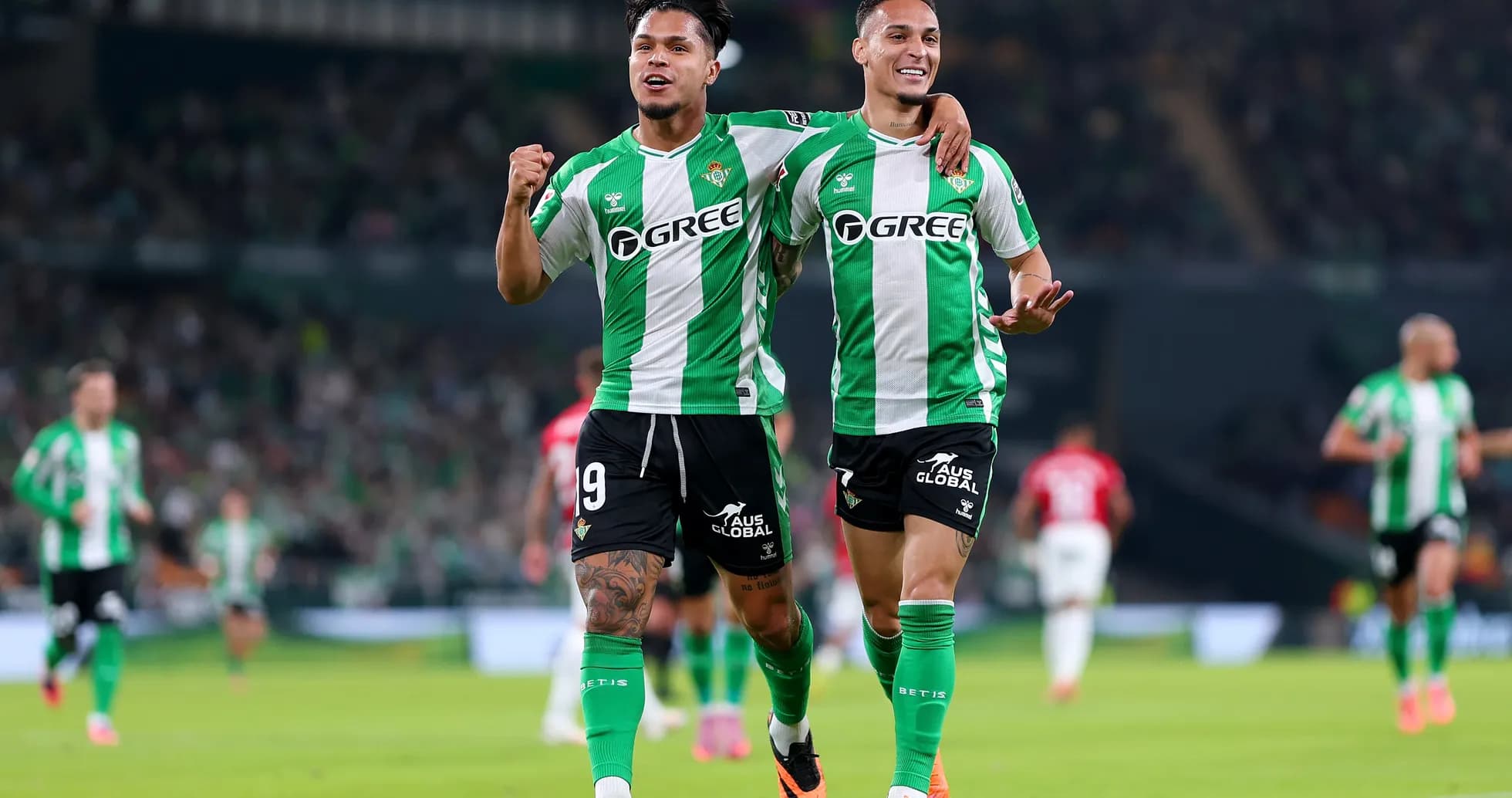 Real Betis players celebrating a goal Real Betis players celebrating a goal