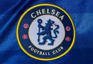Chelsea Football Club logo on blue background Chelsea Football Club logo on blue background