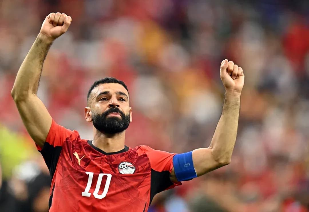 Egyptian player celebrating with raised fist Egyptian player celebrating with raised fist