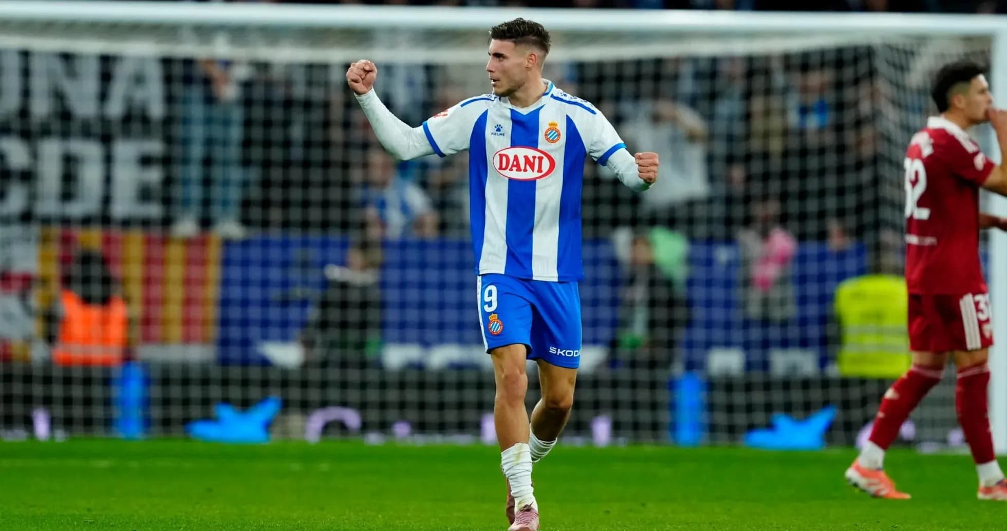 Espanyol player celebrating during La Liga match Espanyol player celebrating during La Liga match