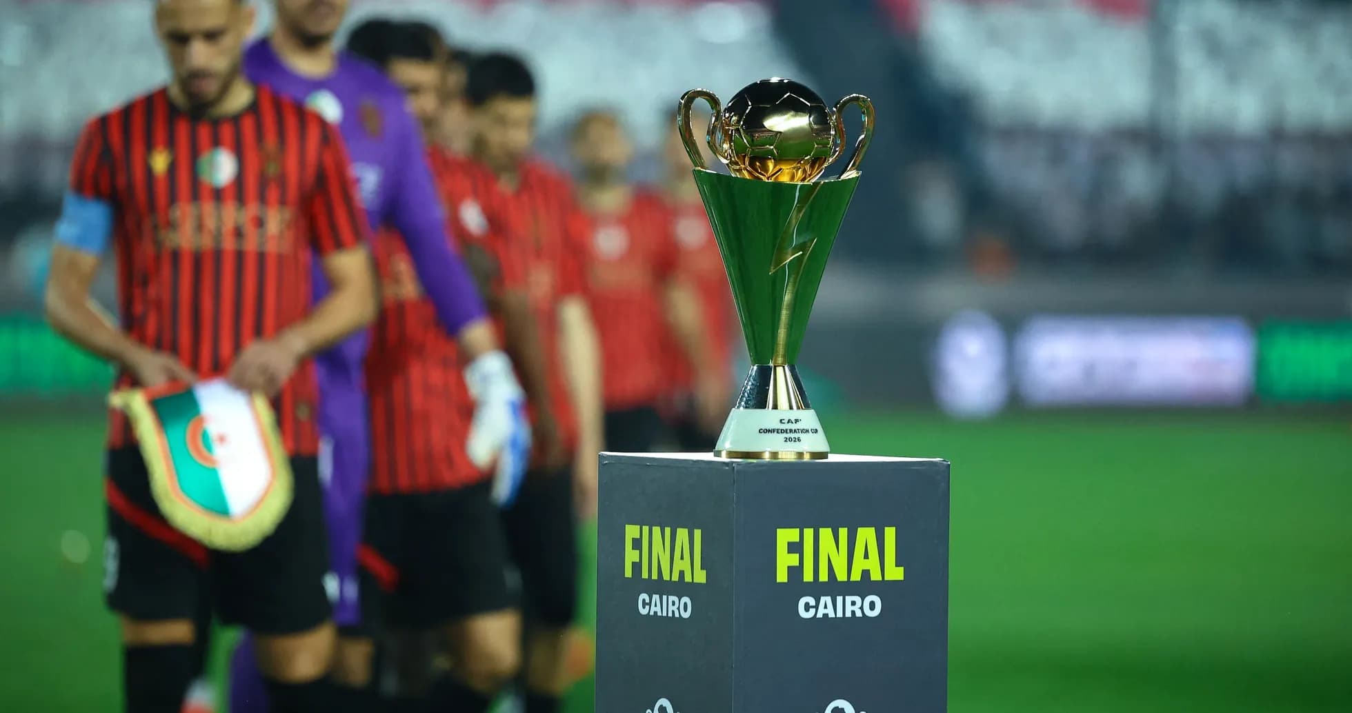 Teams lined up with trophy before final match Teams lined up with trophy before final match