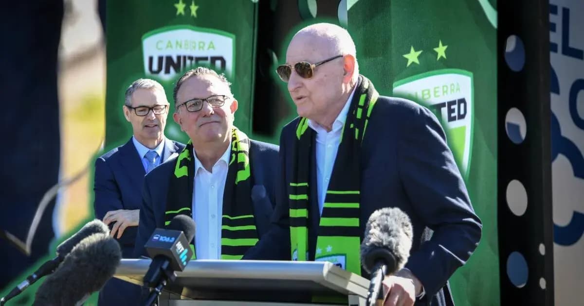 Officials speaking at Canberra United press event Officials speaking at Canberra United press event