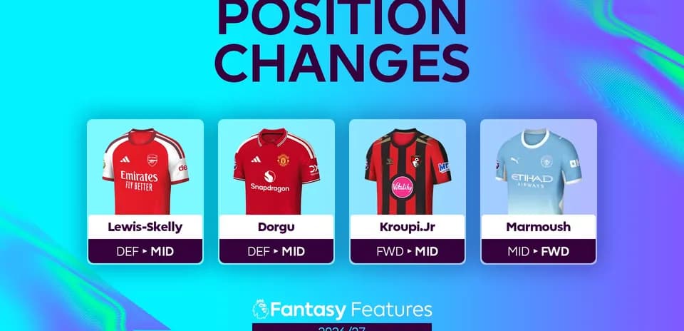 Player position changes for Fantasy Football 2026/27 Player position changes for Fantasy Football 2026/27