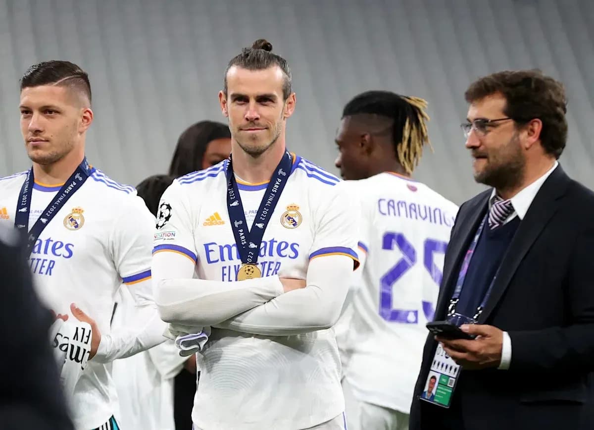 Real Madrid players with medals after a match Real Madrid players with medals after a match
