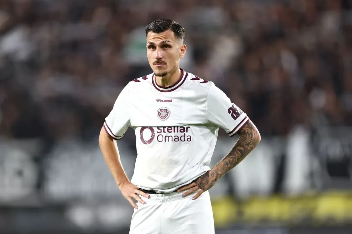 Heart of Midlothian player during UEFA Champions League match Heart of Midlothian player during UEFA Champions League match