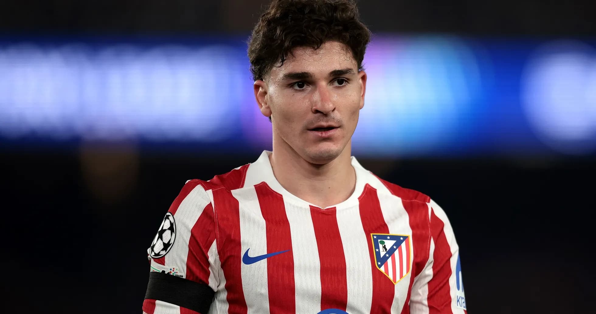 Atletico Madrid player during a match close-up Atletico Madrid player during a match close-up