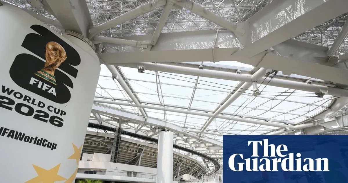 FIFA World Cup 2026 logo inside stadium structure FIFA World Cup 2026 logo inside stadium structure