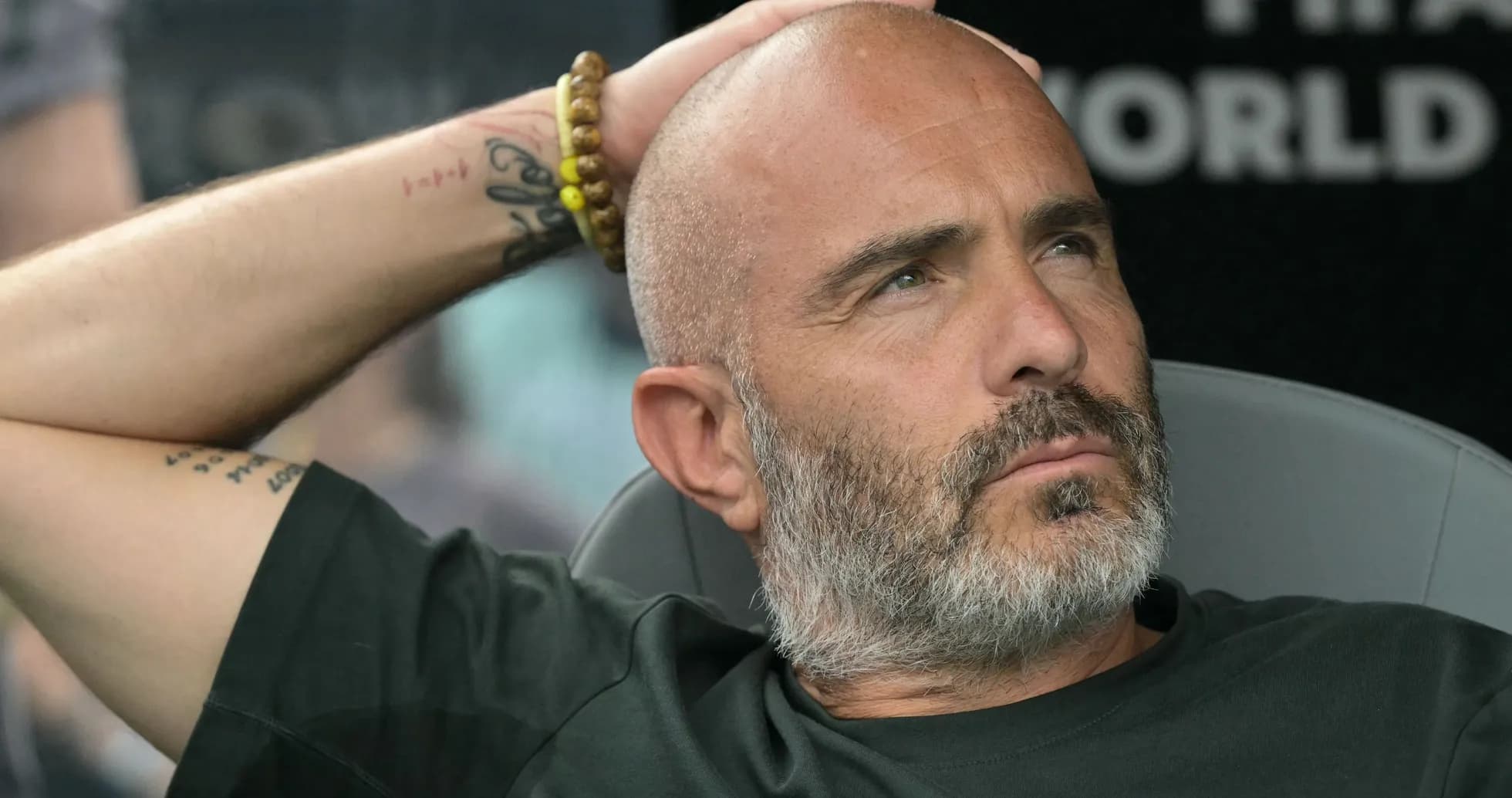 Coach sitting on the bench during match Coach sitting on the bench during match