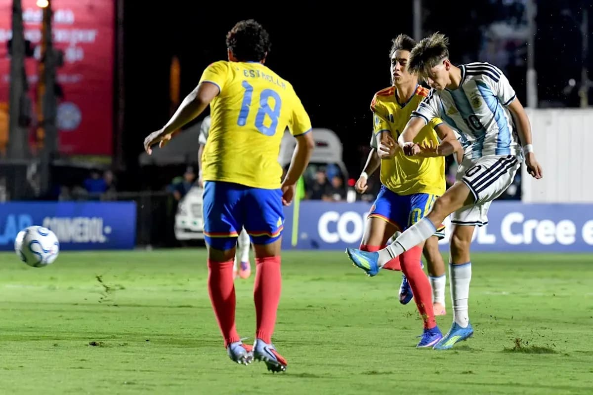 Player from Argentina kicking ball during match Player from Argentina kicking ball during match