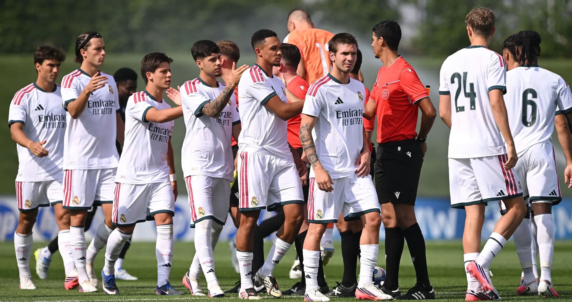 Real Madrid players greeting each other before match Real Madrid players greeting each other before match