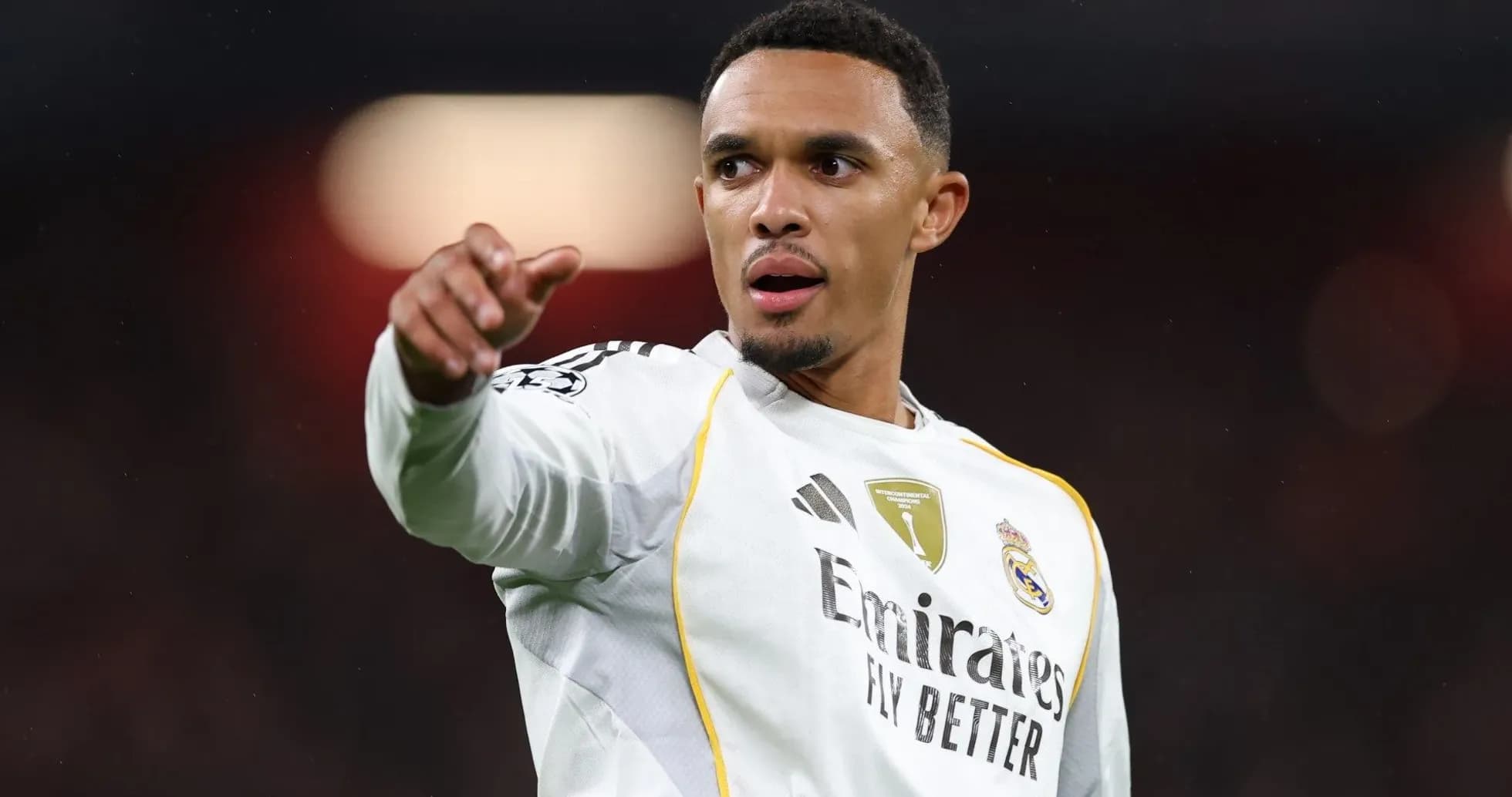 Player pointing during a Champions League match Player pointing during a Champions League match