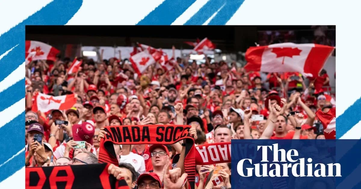 Canada soccer fans celebrating with flags and scarves Canada soccer fans celebrating with flags and scarves