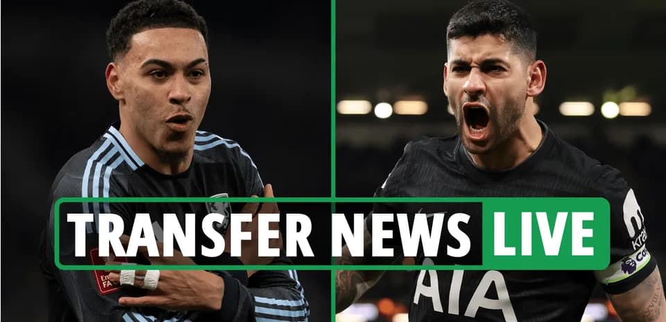 Two football players celebrating during transfer news segment Two football players celebrating during transfer news segment