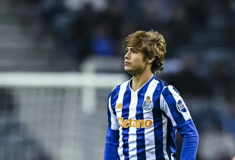 Player in FC Porto kit on the field Player in FC Porto kit on the field