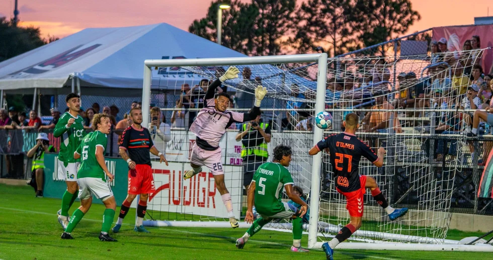 Goalkeeper saving a shot during Indy Eleven match Goalkeeper saving a shot during Indy Eleven match
