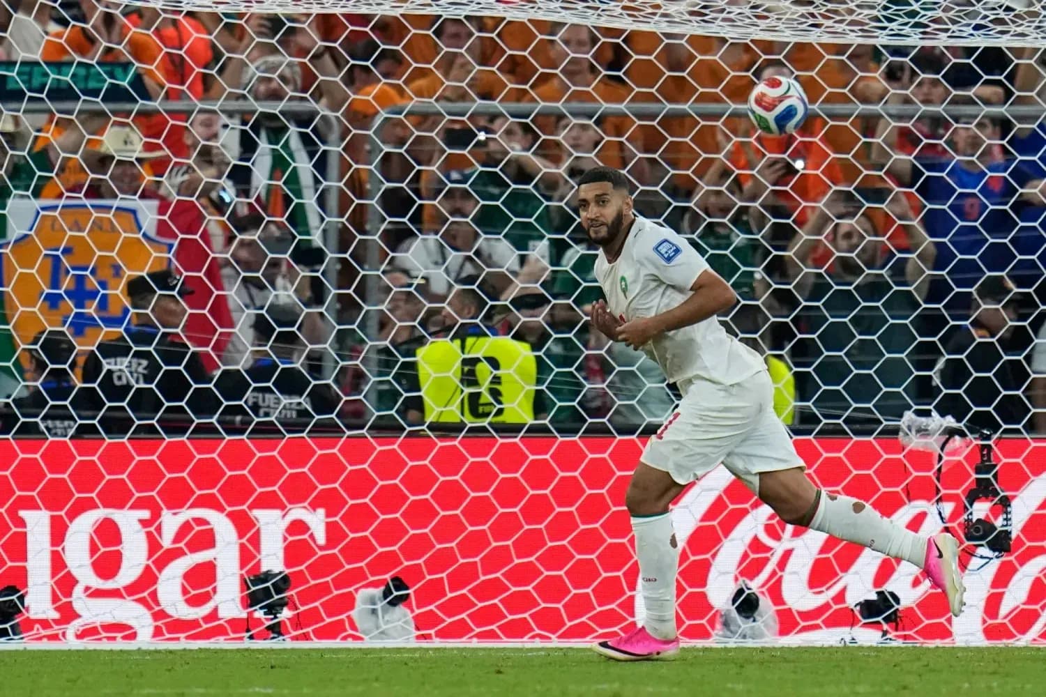 Morocco player celebrating a goal during match Morocco player celebrating a goal during match