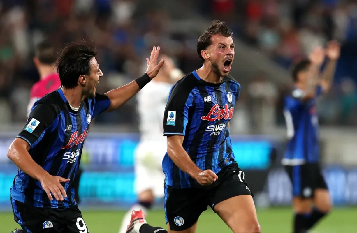 Atalanta players celebrating a goal during match Atalanta players celebrating a goal during match