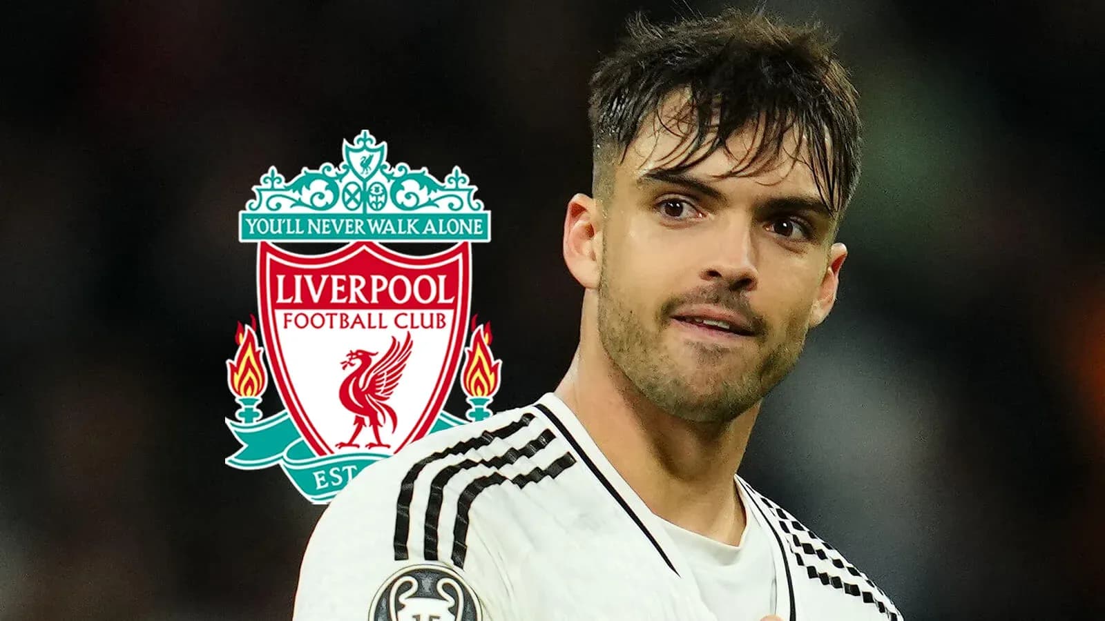 Player with Liverpool logo in background Player with Liverpool logo in background