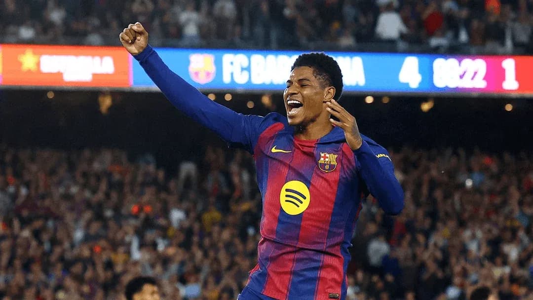 Player celebrating a goal during FC Barcelona match Player celebrating a goal during FC Barcelona match