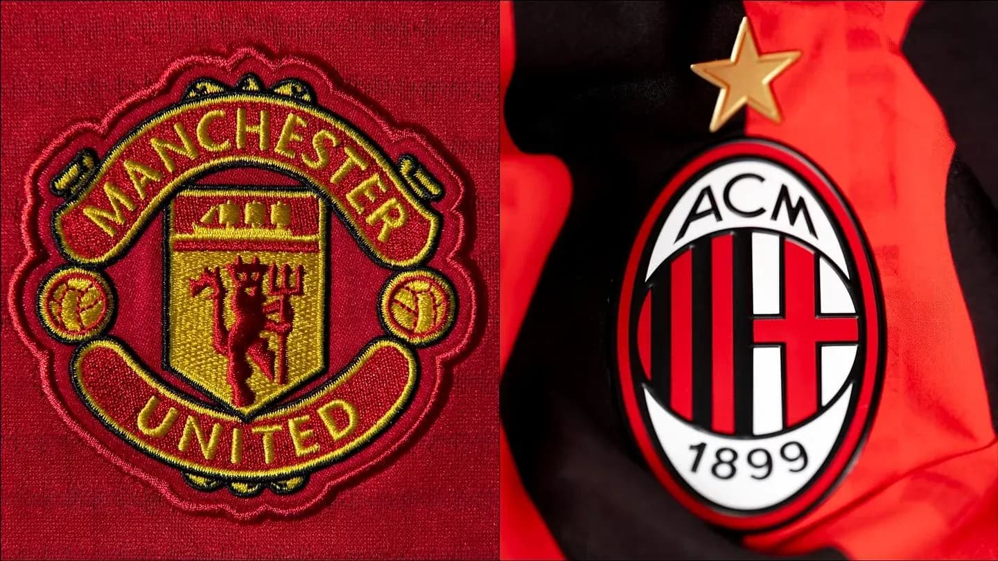 Manchester United and AC Milan club logos Manchester United and AC Milan club logos