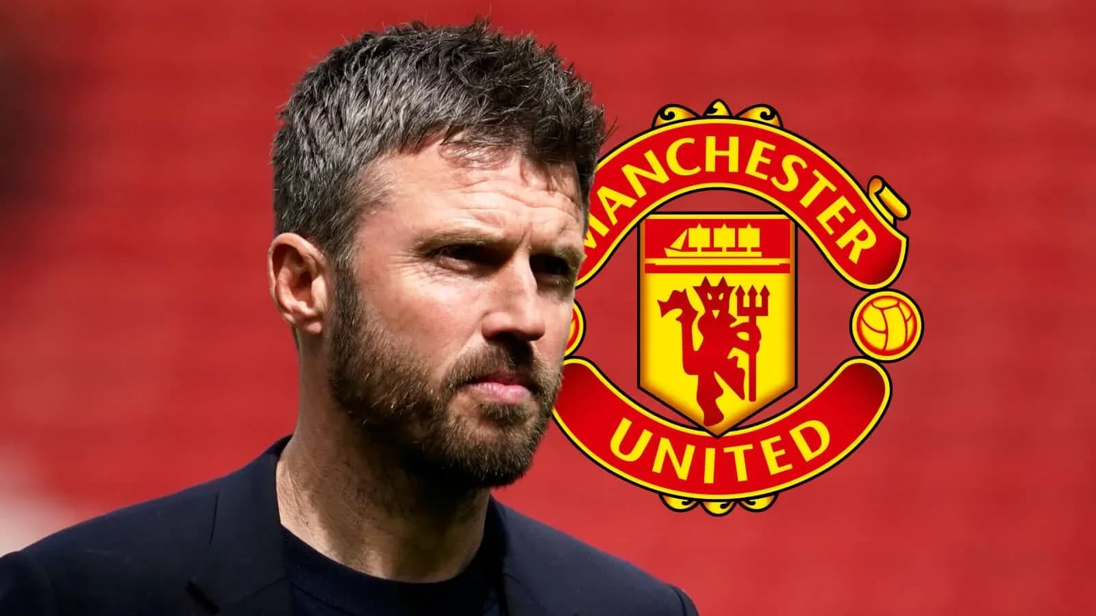 Coach in front of Manchester United logo background Coach in front of Manchester United logo background