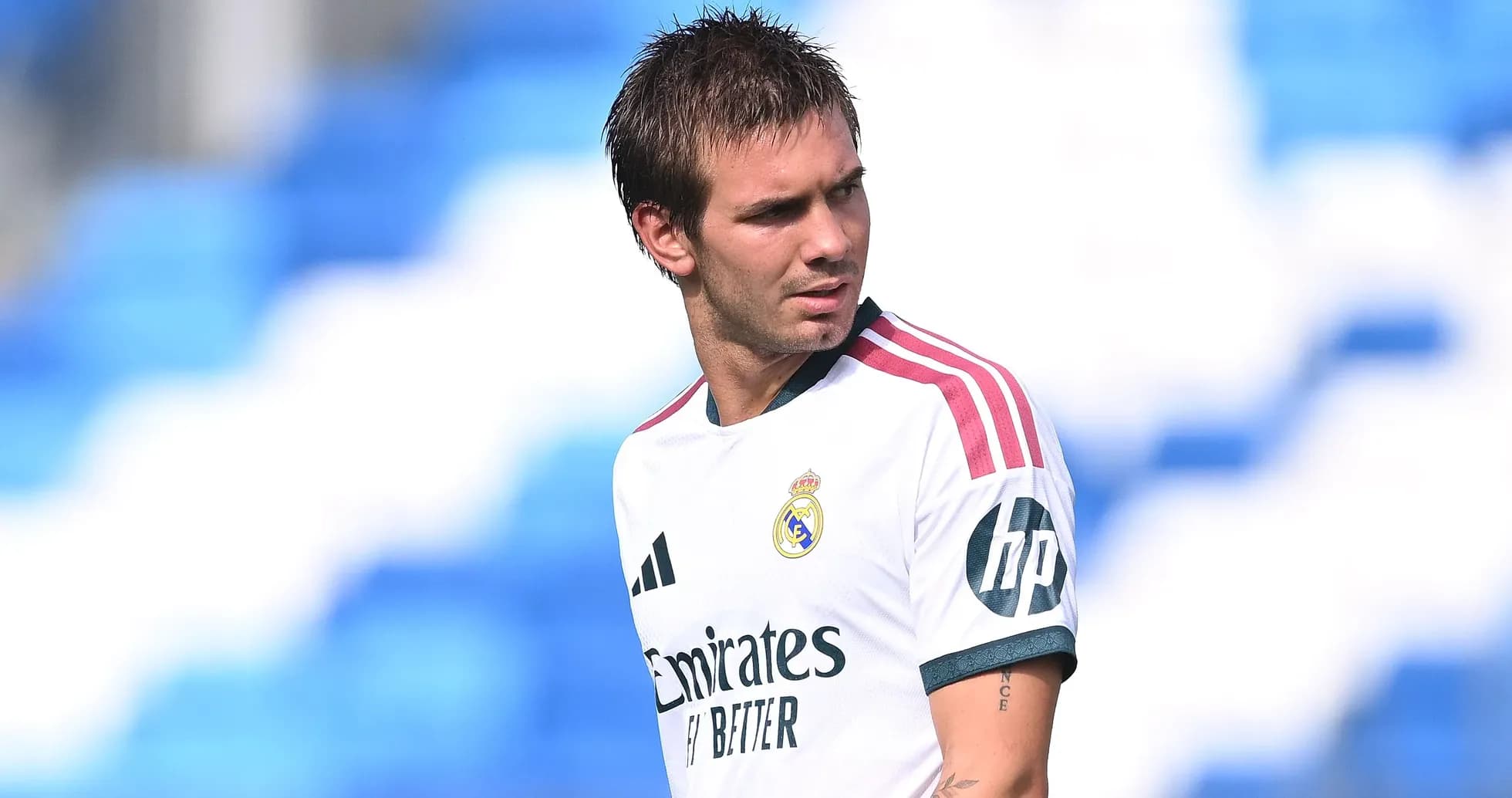 Player in Real Madrid kit on training pitch Player in Real Madrid kit on training pitch
