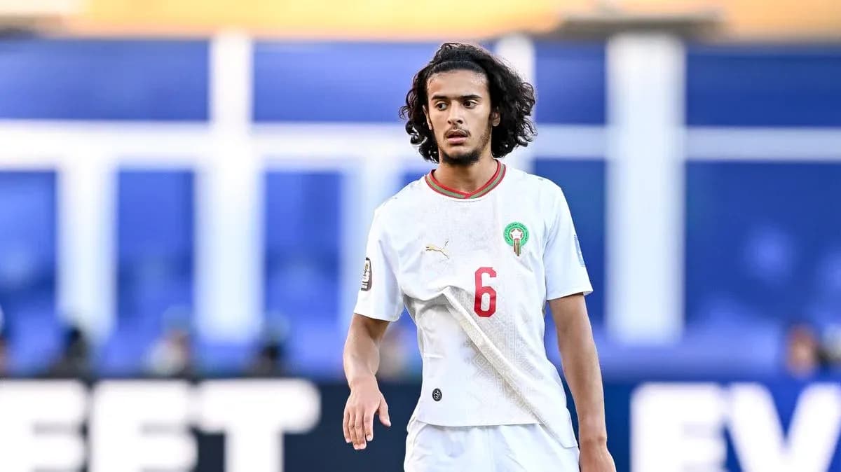 Player wearing Morocco jersey during match action Player wearing Morocco jersey during match action