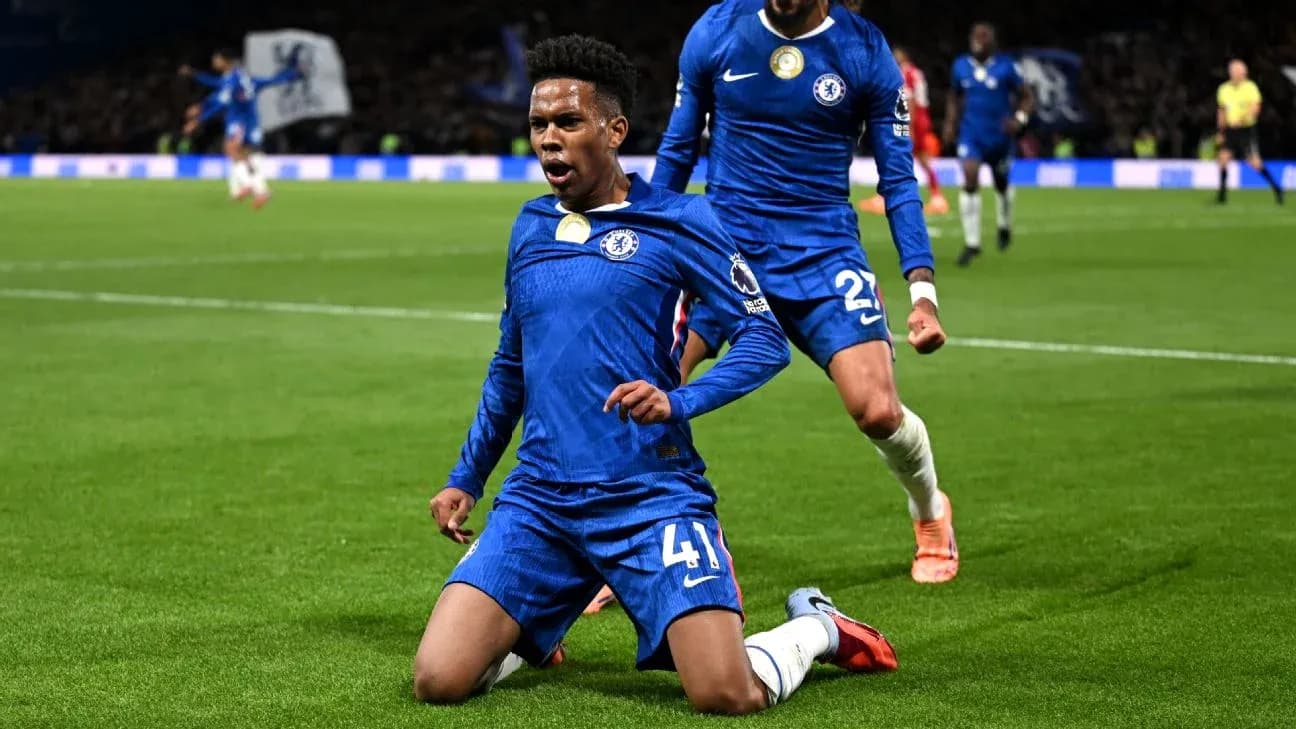 Chelsea player celebrating goal during match Chelsea player celebrating goal during match