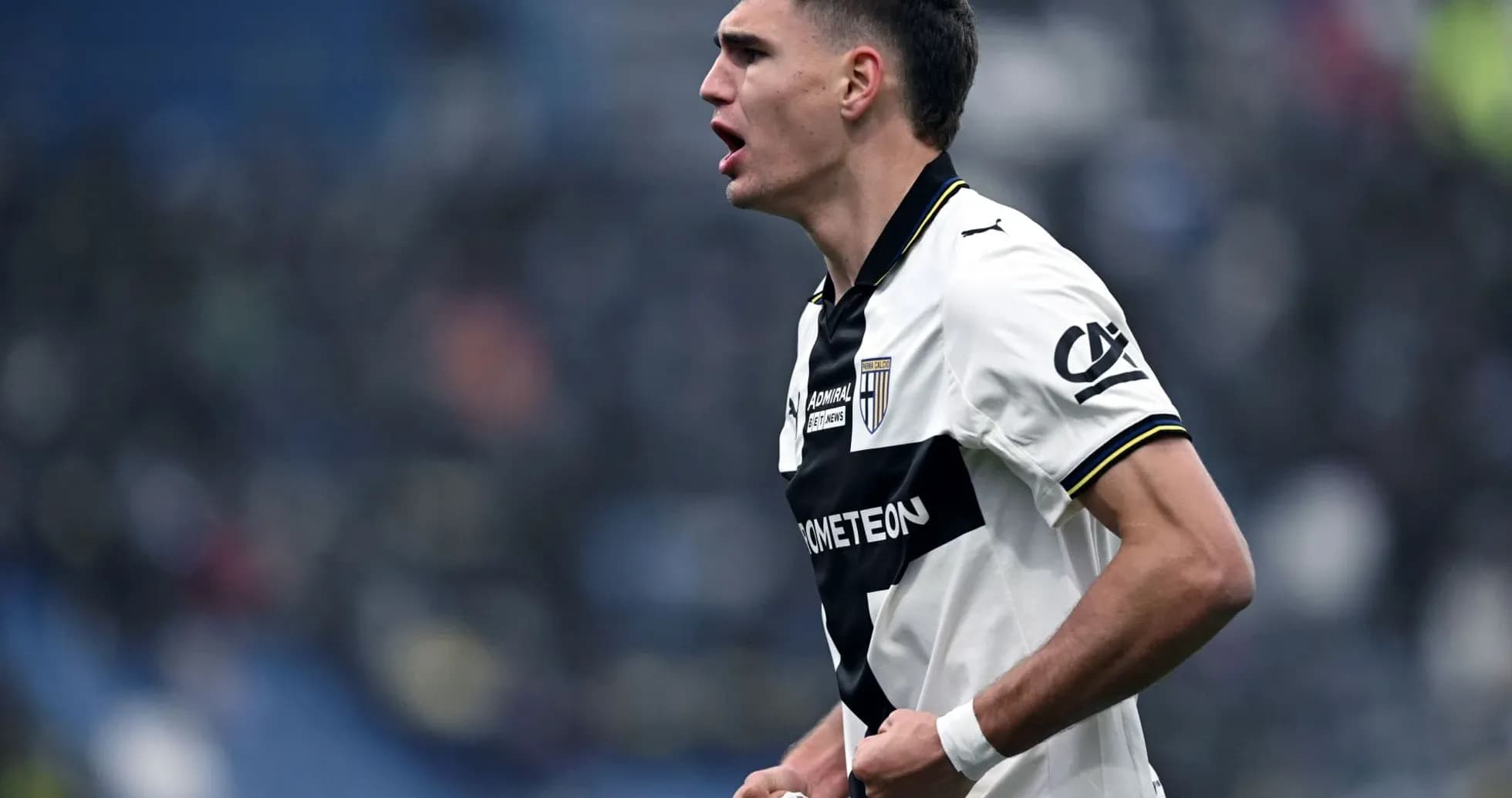 Parma player celebrating during Serie A match Parma player celebrating during Serie A match