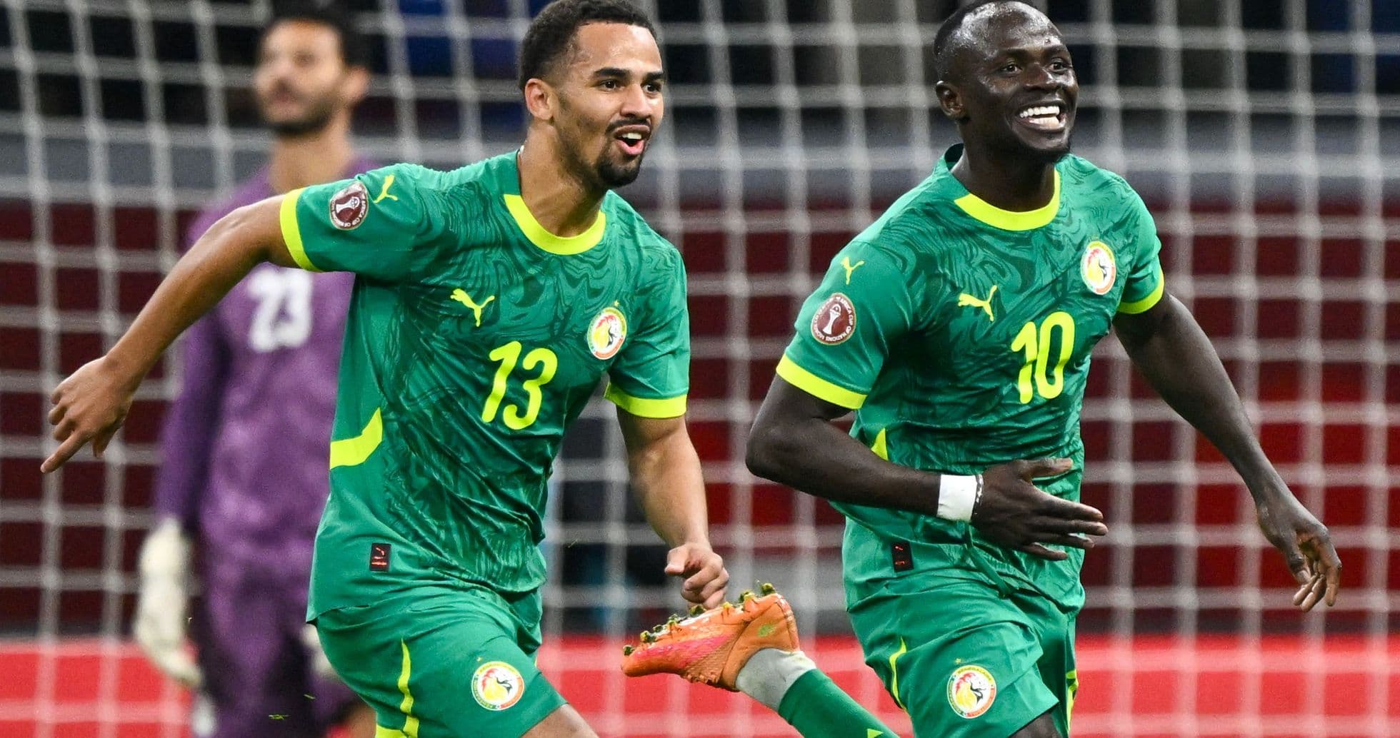 Senegal players celebrating a goal during match Senegal players celebrating a goal during match