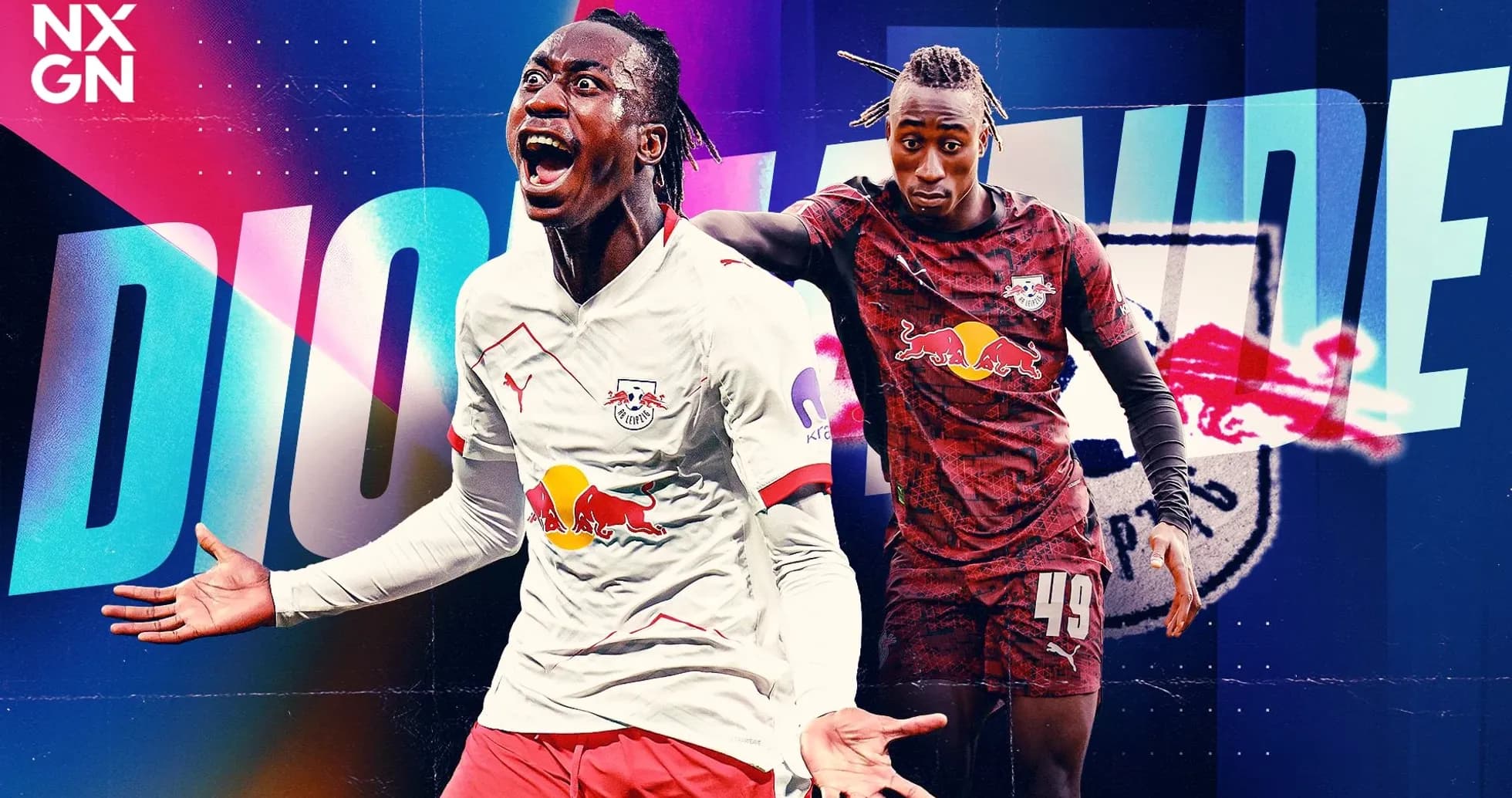 Player celebrating a goal in RB Leipzig jersey Player celebrating a goal in RB Leipzig jersey